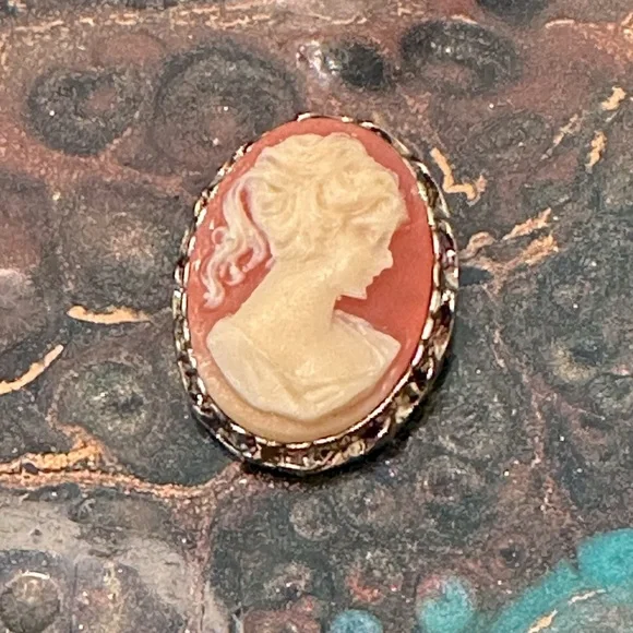 Vintage Cameo Brooch/Pin Unsigned Intricate Ornate Frame MCM 1950's - Picture 11 of 12
